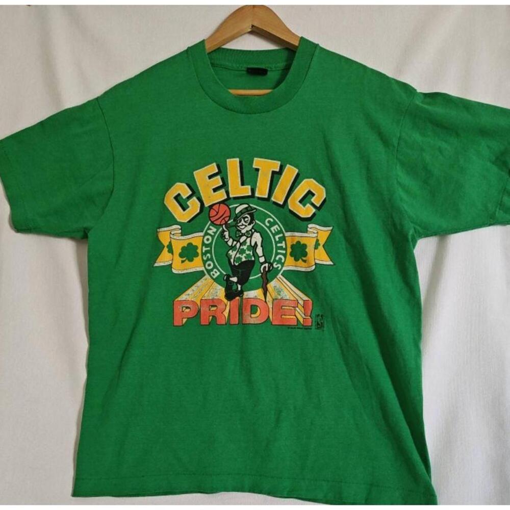 Boston Celtics Screen Stars Shirt XL Green  Made in USA Shirt NBA‎ vintage 90s